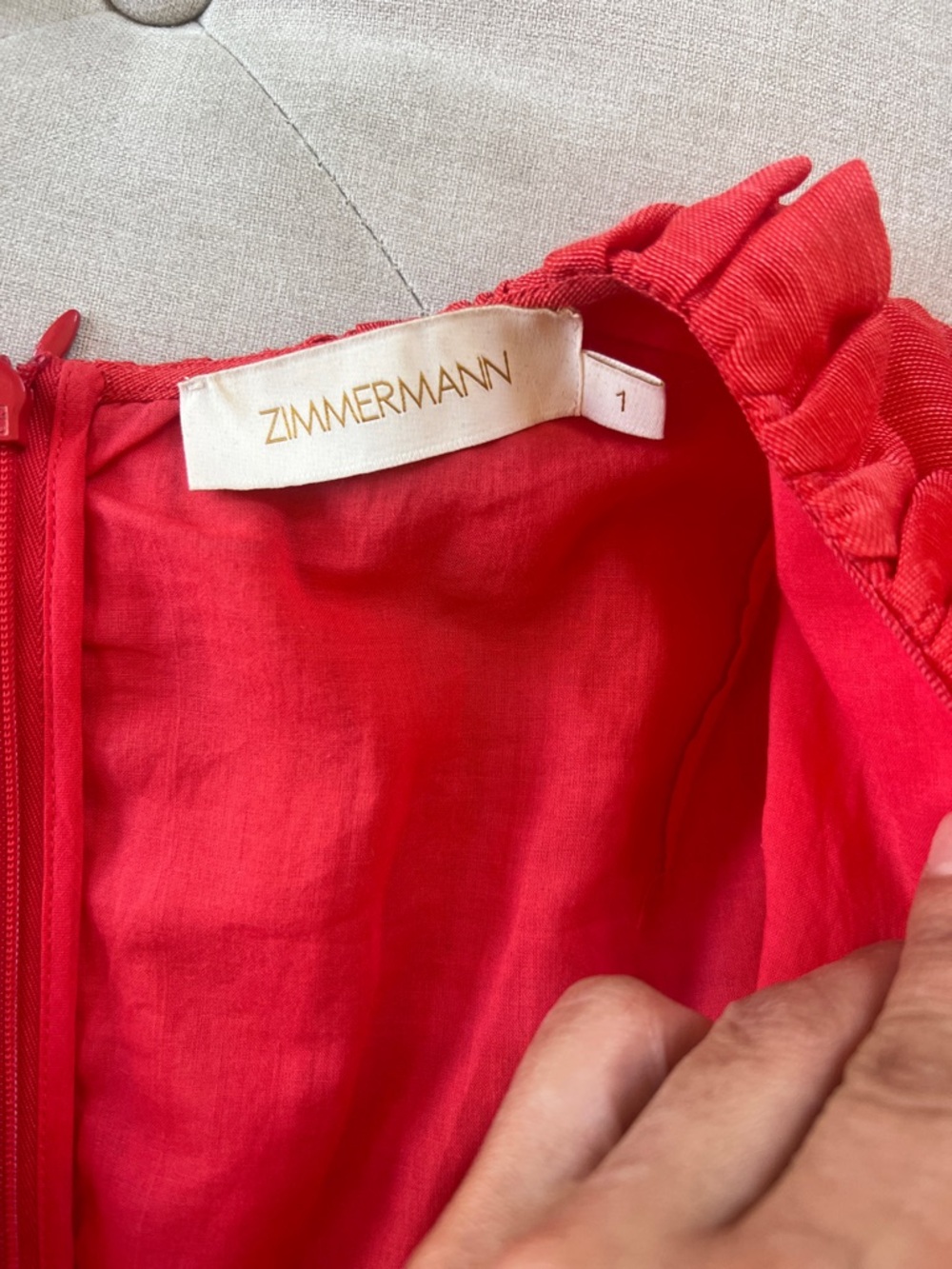 Zimmermann Coral Red Ruffle Detail Dress - Picture 5 of 10